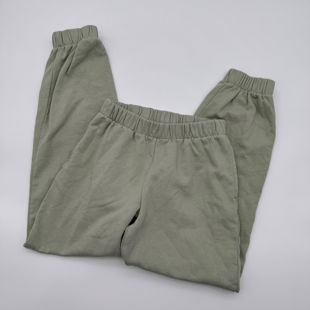 John Galt Women Sage Green Elastic Waist Jogger Sweatpants Fleece Lounge Pants